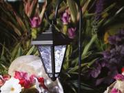 LED-es szolár lámpa - kandeláber - 80 cm - fekete - hidegfehér
