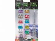 Biztosíték készlet + fázisceruza + teszter - késes - 10 db - 6 - 24V, 3 - 30A