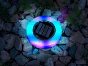 LED-es leszúrható szolár lámpa - kör alakú - RGB színes LED - 105 x 128 mm