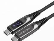 USB Type C - Type C kábel - BlitzWolf® BW-TC25 - 1.2 méter hossz, LED kijelző, 240W PD3.1 töltési te
