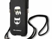 Karl Lagerfeld telefon táska KLHCP12MOPHKCK 6,1" fekete keménytok Saffiano ikonikus Karl&Ch