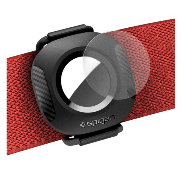 SPIGEN PET COLLAR szilikon tok (hátizsák pántra, nyakörvre, gumis rögzítés + védőfólia) FEKETE Apple - Kép