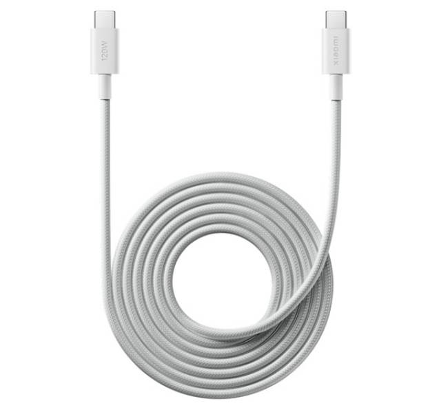 XIAOMI adatkábel (Type-C - Type-C, 6A, gyorstöltő, 200cm, cipőfűző) FEHÉR - Kép