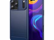 Szilikon telefonvédő (ütésállóság, légpárnás sarok, szálcsiszolt, karbon minta) SÖTÉTKÉK Apple iPhon