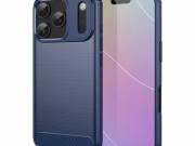 Szilikon telefonvédő (ütésállóság, légpárnás sarok, szálcsiszolt, karbon minta) SÖTÉTKÉK Apple iPhon