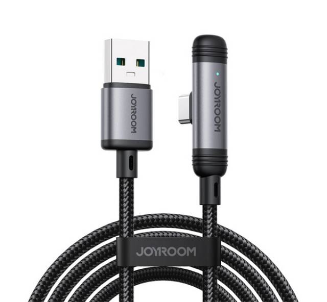 JOYROOM S-A56 ENJOYX SERIES adatkábel (USB - Type-C, 3A, gyorstöltő, 120cm, 90 fokos, cipőfűző) FEKE - Kép