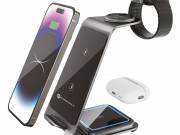 Forcell F-ENERGY Simply Charge 3in1 kompatibilis Apple Watch és Samsung Watch szürke órával