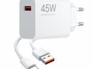 XIAOMI hálózati töltő USB aljzat (45W, gyorstöltő + Type-C kábel) FEHÉR