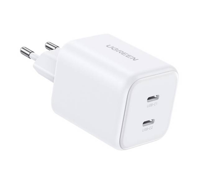 UGREEN X526 hálózati töltő 2 Type-C aljzat (45W, GaN, gyorstöltő) FEHÉR - Kép
