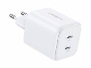 UGREEN X526 hálózati töltő 2 Type-C aljzat (45W, GaN, gyorstöltő) FEHÉR