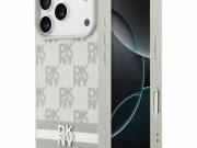 DKNY kockás tok nyomtatott csíkokkal iPhone 17 Pro iPhone 17 Pro esetében beiige