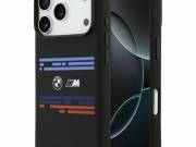 BMW M szilikon vízszintes vonalú MagSafe tok iPhone 17 Pro-hoz Fekete
