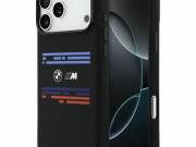 BMW M szilikon vízszintes vonalú MagSafe tok iPhone 17 Pro Max-hoz Fekete