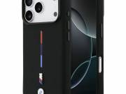 BMW M szilícium Tricolor Line MagSafe tok iPhone 17 Pro fekete