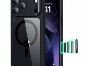 ESR CLASSIC HYBRID szilikon telefonvédő (ütésállóság, légpárnás sarok, MagSafe) ÁTLÁTSZÓ/FEKETE Appl