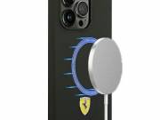 Ferrari FESSIHMP14LBK iPhone 14 Pro 6,1" fekete szilikon fém logós Magsafe keménytok