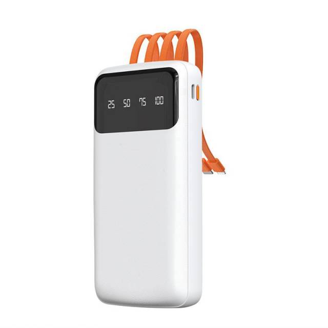 Dudao K6Pro Universal 10000mAh Power Bank külső akkumulátor USB kábel, USB Type C, Lightning fehér ( - Kép