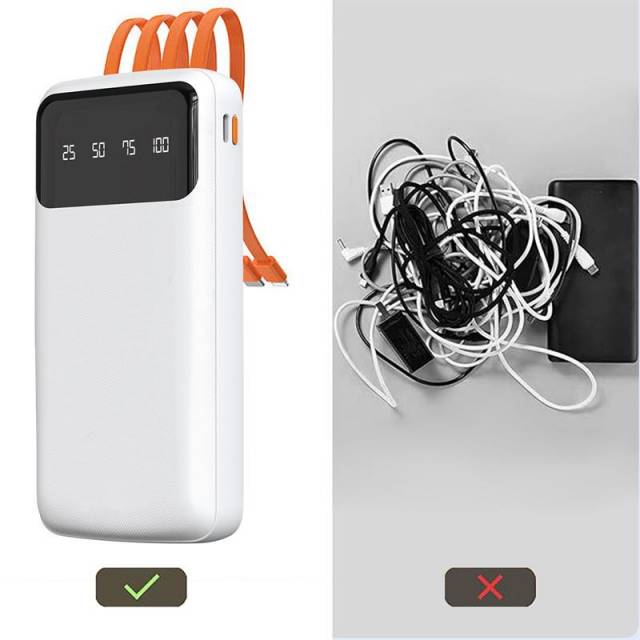 Dudao K6Pro Universal 10000mAh Power Bank külső akkumulátor USB kábel, USB Type C, Lightning fehér ( - Kép