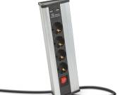 Sarokelosztó - kapcsolós - 4 x 250V, 16A - 2 x USB, 2,1A - alumínium ház - Delight