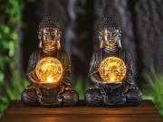 Szolár Buddha - 1 melegfehér LED - műgyanta - 17 x 15 x 26 cm - 2 féle - Garden of Eden