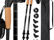 Nordic walking bot, túrabot, parafa markolattal, fekete - állítható trekking bot