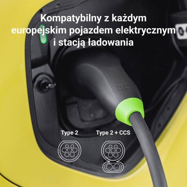 Greencell Snap Type 2 kábel elektromos autók töltésére (5 m, 11 kW, 16A) Tesla Model 3 S X Y, VW ID. - Kép