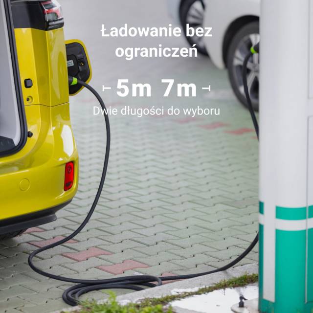 Greencell Snap Type 2 kábel elektromos autók töltésére (5 m, 11 kW, 16A) Tesla Model 3 S X Y, VW ID. - Kép