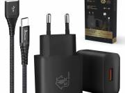 Extralink Smart Life, USB Type-A - Type-C kábelkészlet, 200 cm, fekete + 12W-os töltő, fekete - EXTR