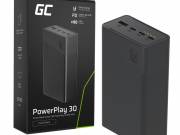 Greencell PowerPlay 30 fekete powerbank 30000mAh 22,5W 4 port PBGC30B