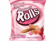 Viva Strawbwrry Rolls eper ízű krémmel töltött extrudált gabonarudacska 100 g