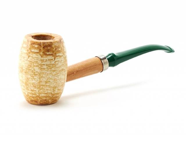 Missouri Meerschaum 621 Boone polírozott kukorica pipa hajlított szárral, zöld dán szopókával, 6 mm  - Kép