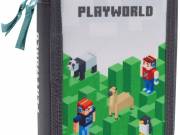Minecraft mintás tolltartó 2 emeletes, üres, PlayWorld 2, zöld-szürke - KARTON PP