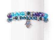 Fatima keze és Evil Eye motívumos női dupla karkötő, 19 cm - Maria King
