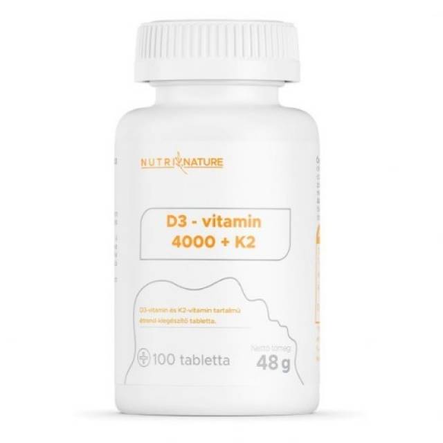 Nutri Nature D3+K2 DVitamin 4000 K2Vitamin tabletta 100 db
