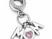 Pandora stílusú MOM szív charm medál anyáknak