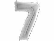 JuniorShape - ezüst színű 7-es szám fólia lufi