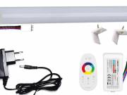 50cm-es 10 Wattos, 12 Voltos RGBWW LED, opál, alu negyed íves sarok profilban, adapterrel, 1 zónás F