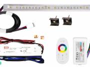 200cm-es 40 Wattos, 24 Voltos RGBWW LED átlátszó keskeny alumínium profilban, fix tápegységgel, 1-zó