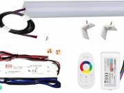150cm-es 30 Wattos, 12 Voltos RGBWW LED, opál, alu negyed íves sarok profilban, fix tápegységgel, 1-