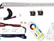 200cm-es 40 Wattos, 24 Voltos RGBWW LED átlátszó keskeny alumínium profilban, fix tápegységgel, 4-zó