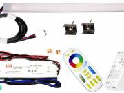 75cm-es 15 Wattos, 24 Voltos RGBWW LED, opál, keskeny alumínium profilban, fix tápegységgel, 4-zónás