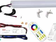 50cm-es 10 Wattos, 12 Voltos RGBWW LED, opál, alu negyed íves sarok profilban, fix tápegységgel, 4-z
