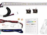 200cm-es 40 Wattos, 24 Voltos RGBWW LED átlátszó keskeny alumínium profilban, fix tápegységgel, 4-zó