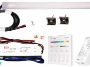 100cm-es 20 Wattos, 24 Voltos RGBWW LED, opál, keskeny alumínium profilban, fix tápegységgel, 4-zóná