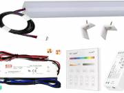 50cm-es 10 Wattos, 12 Voltos RGBWW LED, opál, alu negyed íves sarok profilban, fix tápegységgel, 4-z