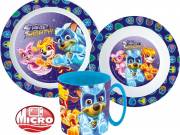 Mancs Őrjárat Mighty Pups étkészlet, micro műanyag szett bögrével 350 ml