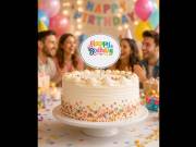 Kerek színes Happy Birthday szülinapi beszúró tortadísz