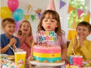 Vidám színes Happy Birthday beszúró tortadísz
