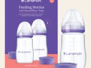 Lansinoh 2 db cumisüveg közepes folyású etetőcumival + 2 db fedéllel, 240 ml