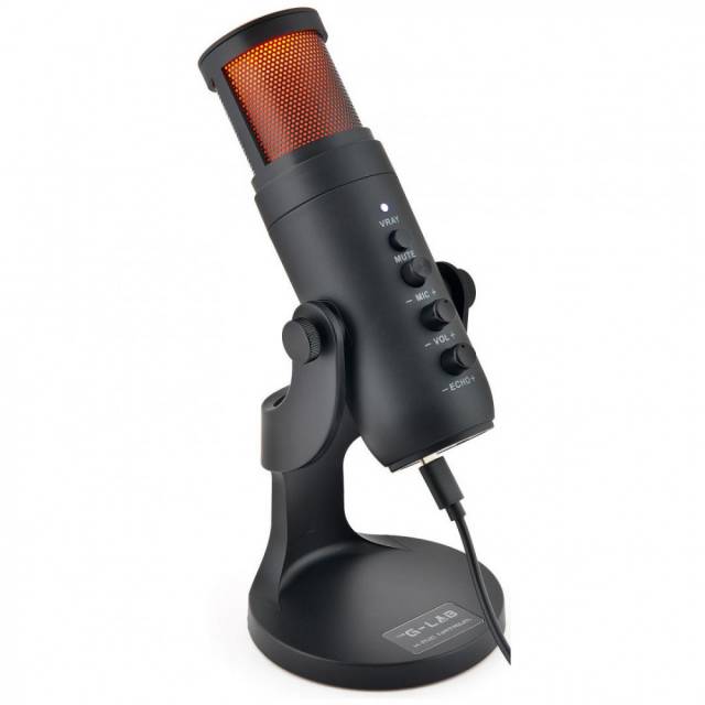 THE G-LAB K-Mic Natrium Gaming-Mikrofon RGB - Hohe Audioqualität, Anti-Vibrations-Unterstützung - USB-Desktop-Mikrofon Ideal für Gaming, Streaming, Podcast, Twitch, YouTube für PC/PS4/PS5